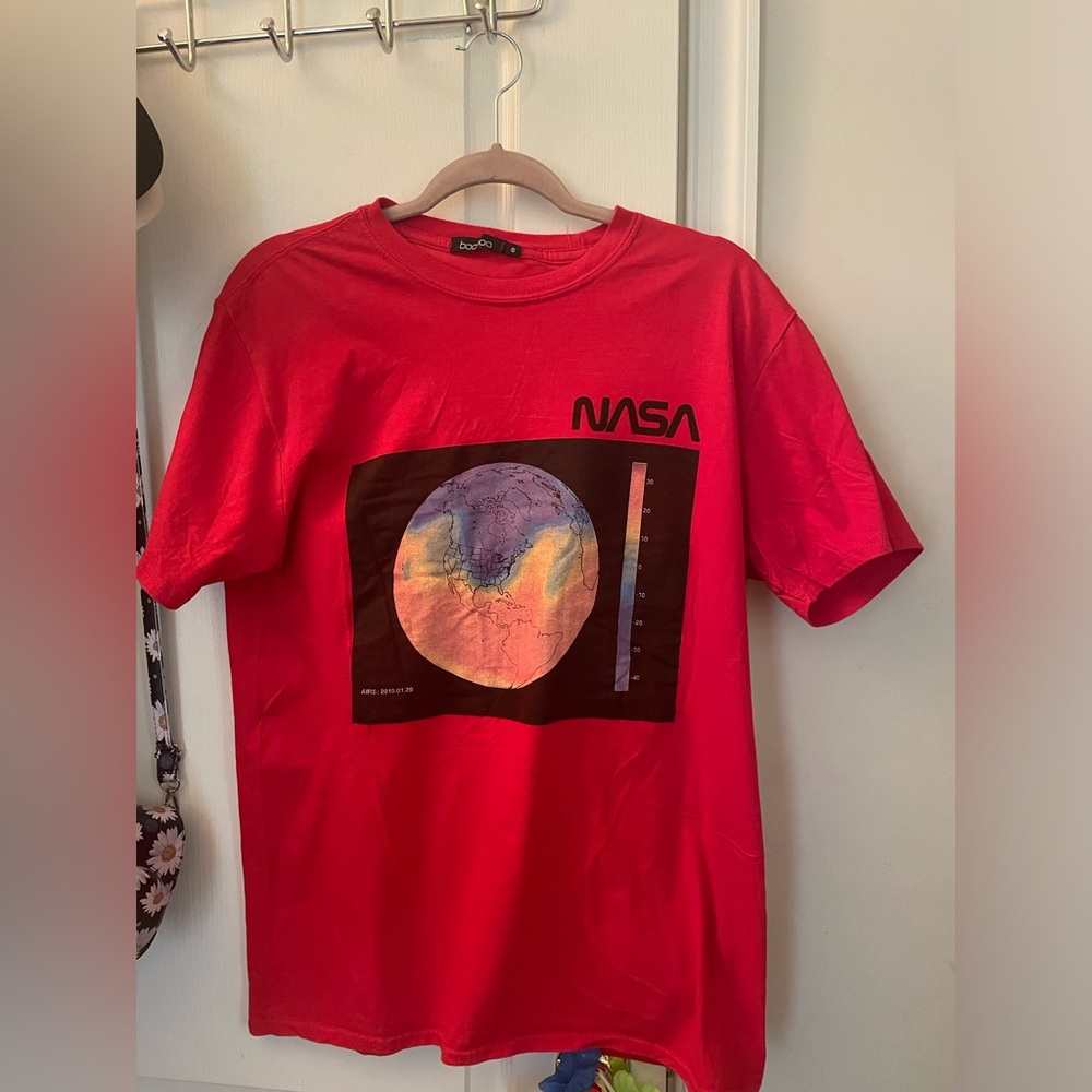 Red Boohoo NASA Graphic Tee
